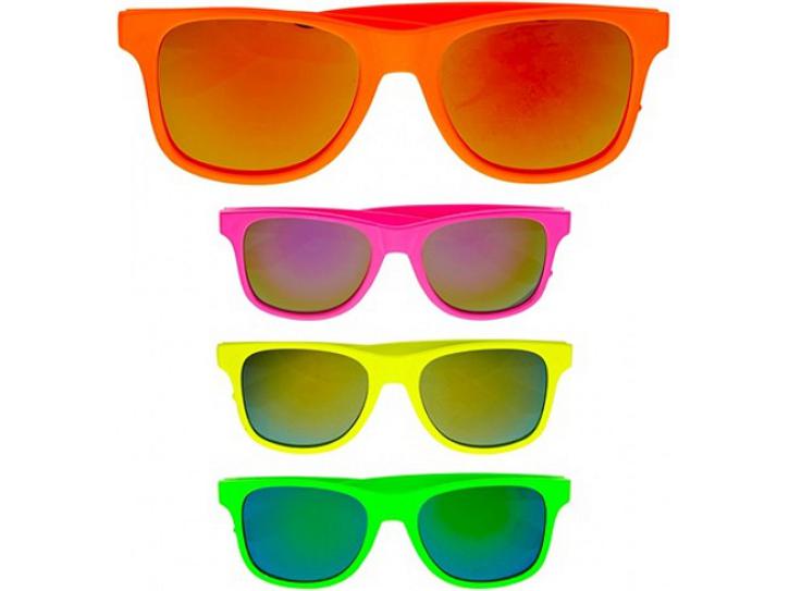 Brille neon 80er Jahre sortiert
