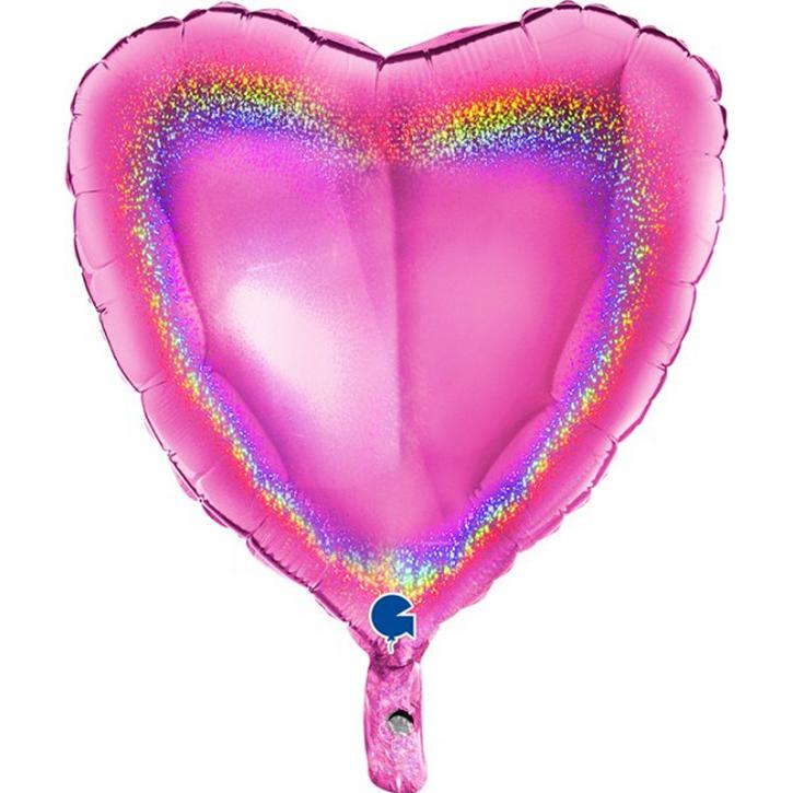 Folienballon Herz Holografie magenta 45cm