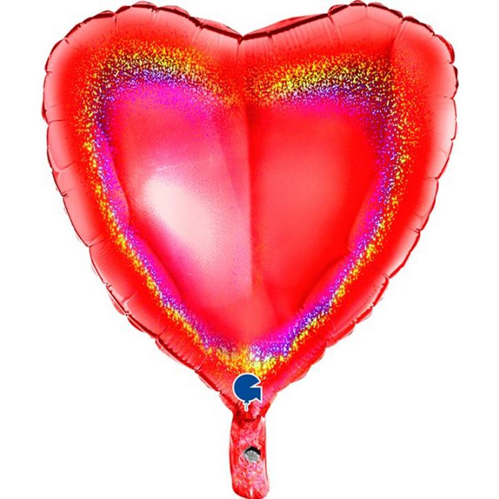 Folienballon Herz Holografie rot 45cm