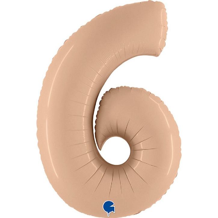 Folienballon Zahl 6 Satin nude