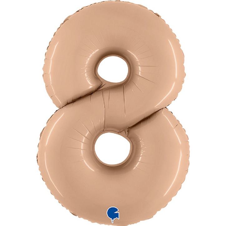 Folienballon Zahl 8 Satin nude