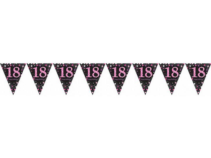 Wimpelkette Happy Birthday 18 pink