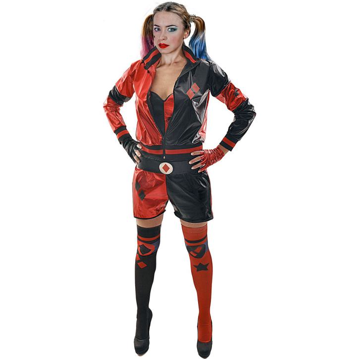 Kostüm Harley Quinn rot-schwarz Gr. S