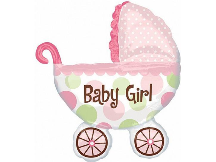 Folienballon Kinderwagen Baby Girl