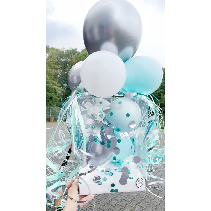 Ballonbox mint-silber 18x18 cm