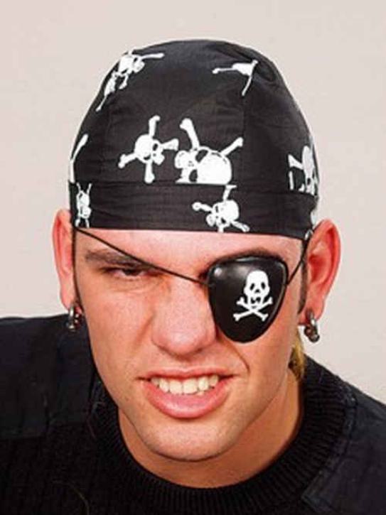 Piratentuch schwarz mit Totenkopf