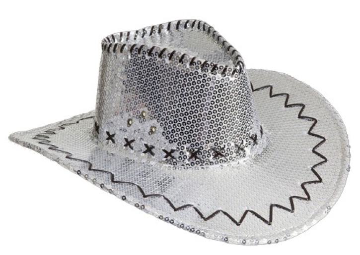 Cowboyhut Pailletten silber