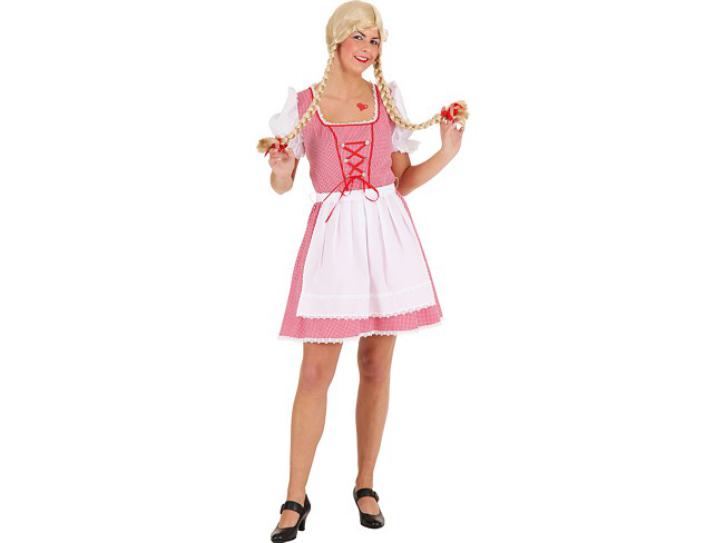 Dirndl mit Schürze rot/weiß Gr.44