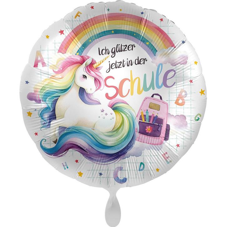 Folienballon Einhorn Schule Regenbogen 45cm