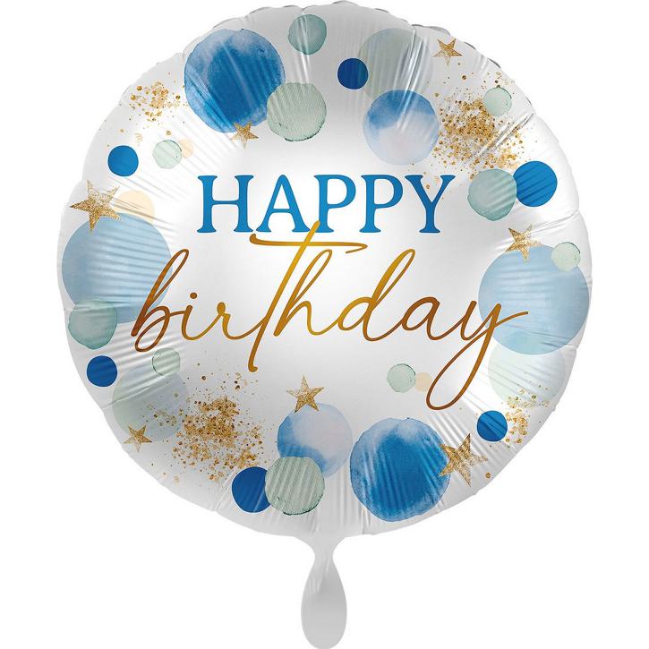 Folienballon lucky blue Birthday 45cm