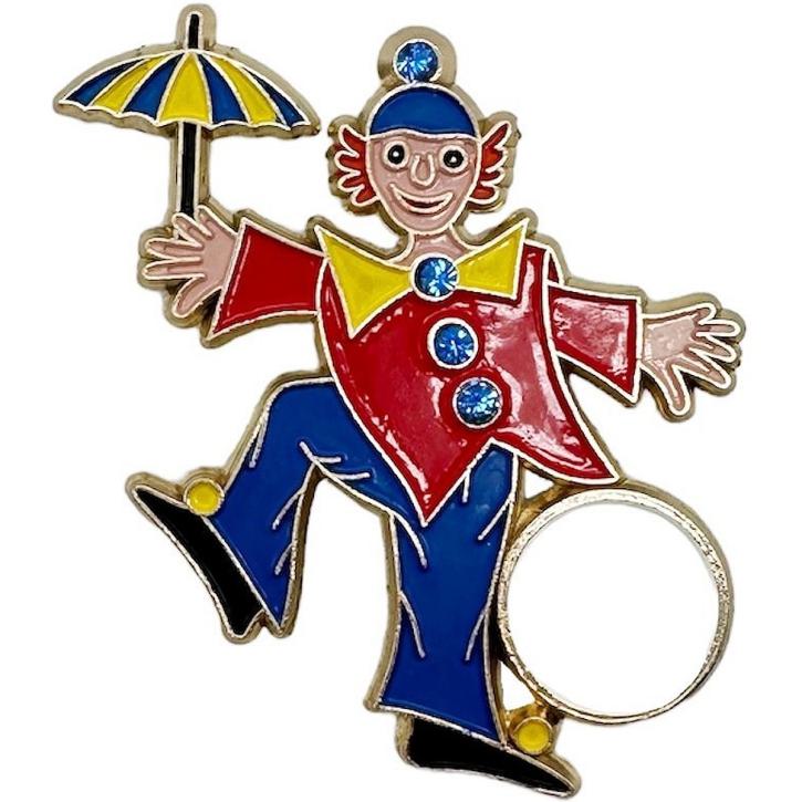 Karnevalspin Clown mit Schirm