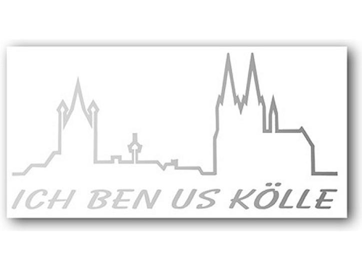 Aufkleber ICH BEN US KÖLLE m. Skyline silber