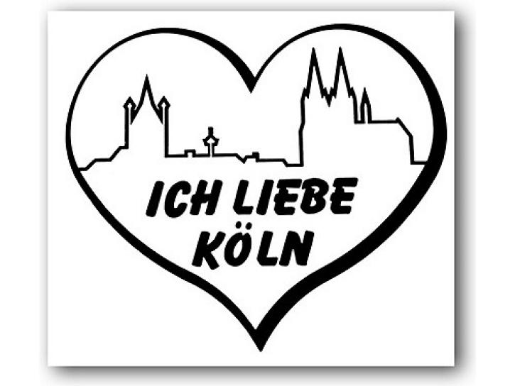 Aufkleber Ich liebe Köln,Skyline+Herz schwarz