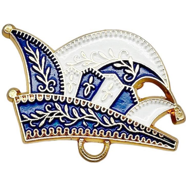 Anhängerschleife Narrenkappe blau/weiß