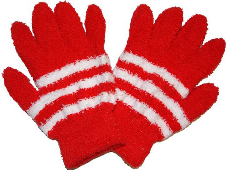 Handschuhe Kuschel rot/weiß