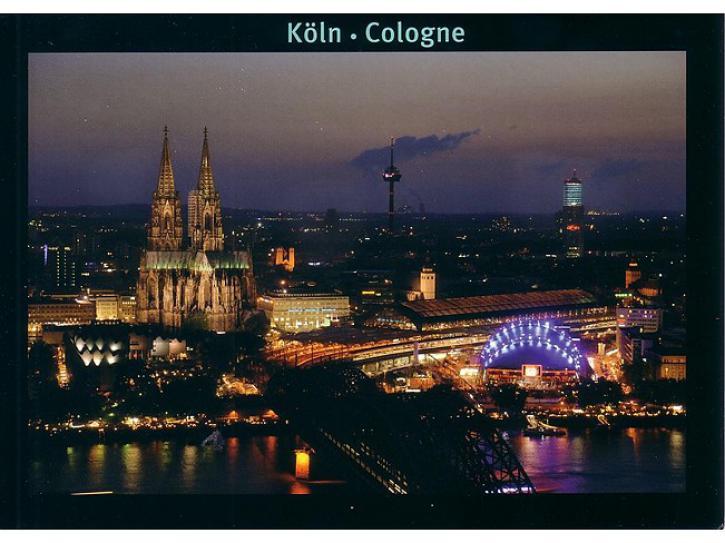 Postkarte Köln bei Nacht