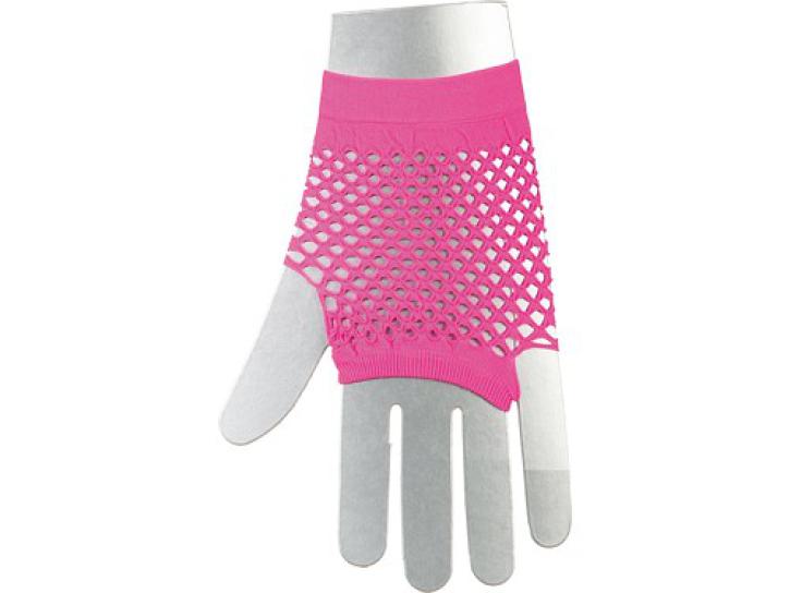 Netzhandschuhe fingerlos, kurz neonpink