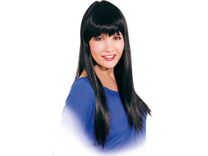 Perücke Pony-Langhaar schwarz