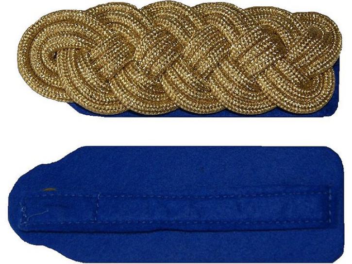 Schulterstücke blau/gold geflochten 3 Reihen