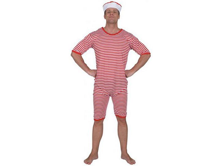 Badeanzug rot-weiß Gr. M