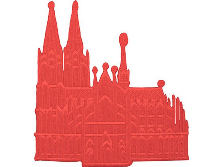 Bügelbild Kölner Dom rot groß