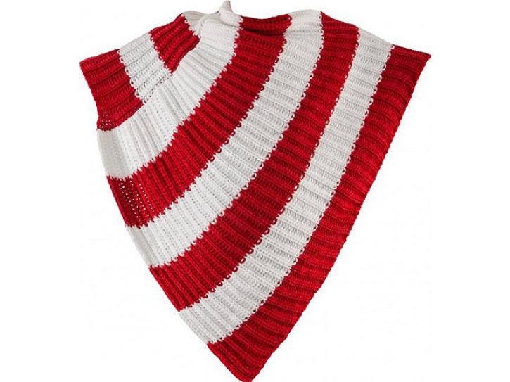 Poncho rot-weiß gestrickt