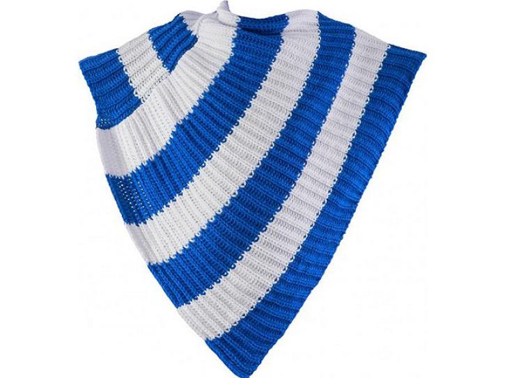 Poncho blau-weiß gestrickt