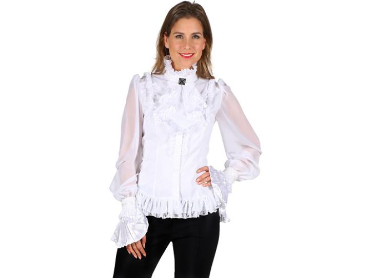 Bluse Damen weiß mit Jabot Gr. S