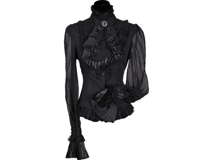 Bluse Damen schwarz mit Jabot Gr. XL