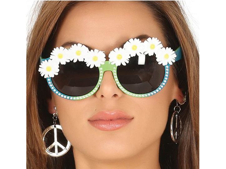 Brille Hippie mit Blumen