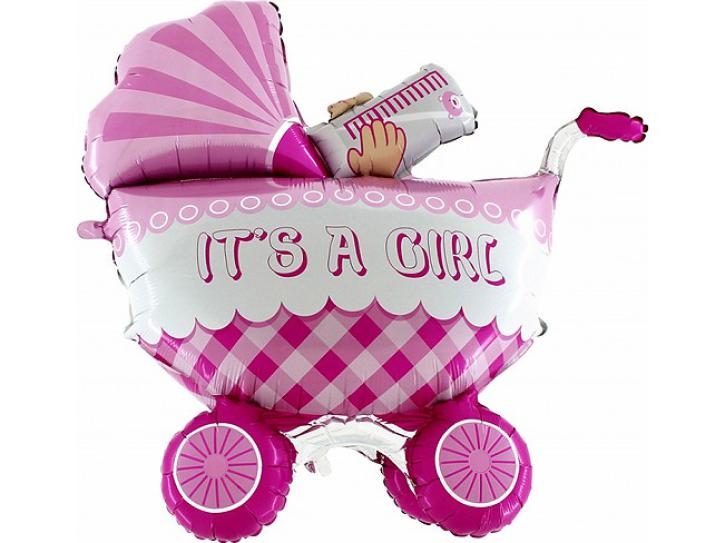 Folienballon Kinderwagen Baby Girl