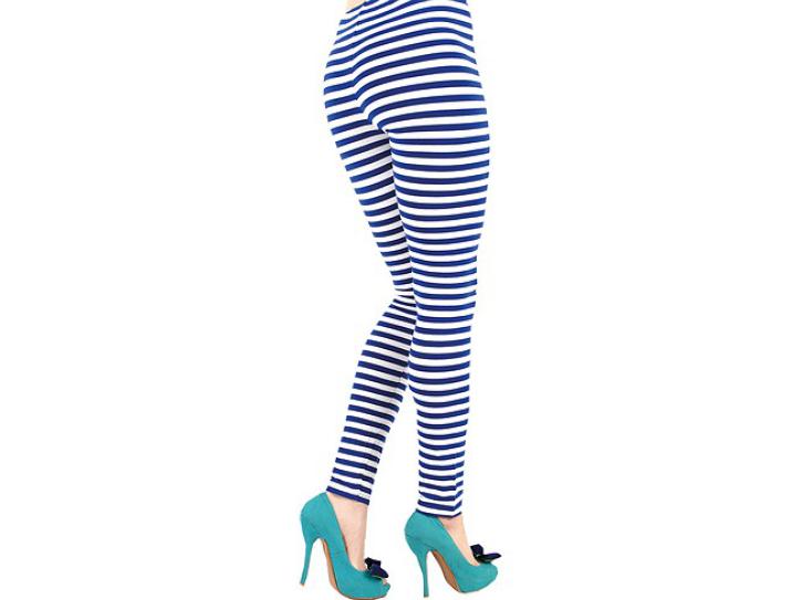 Leggings blau-weiß geringelt 2XL