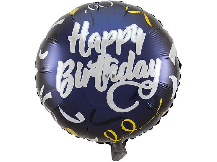 Folienballon dunkelblau Happy Birthday 45cm