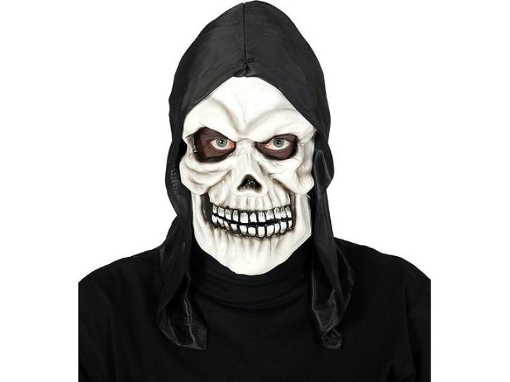 Maske weiß Totenkopf mit Kapuze