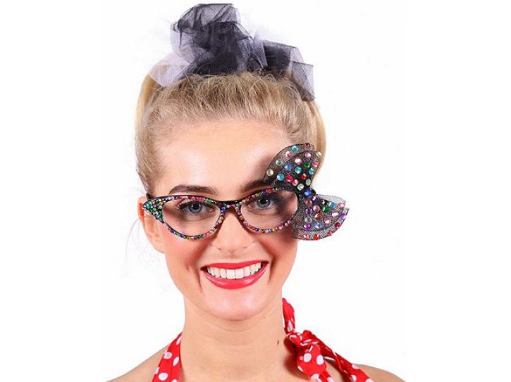 Brille Dame Edna Strass bunt