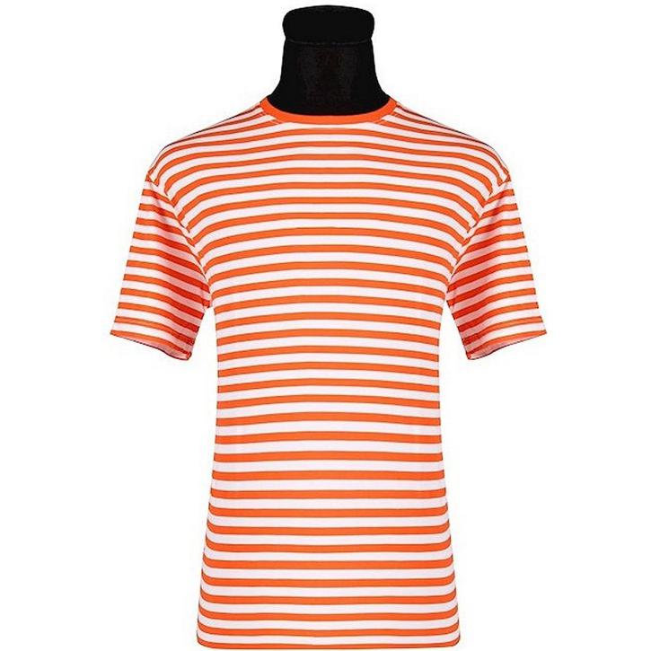 Ringelshirt kurzarm orange/weiß Gr. XS