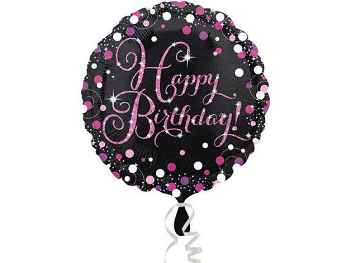 Folienballon Happy Birthday Sparkling pink