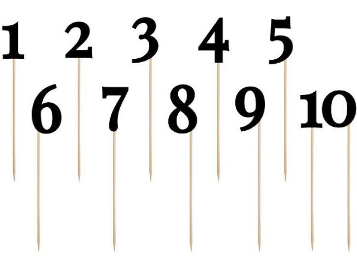 Tischnummern schwarz mit Stiel 10 Stk.