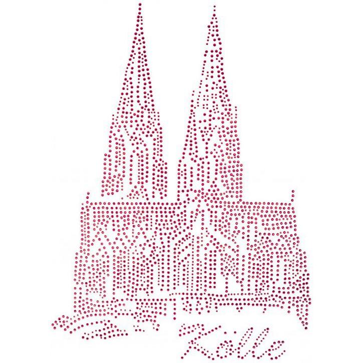 Bügelbild Strass Dom Kölle rot