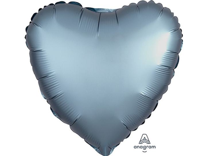 Folienballon Herz Stahlblau matt