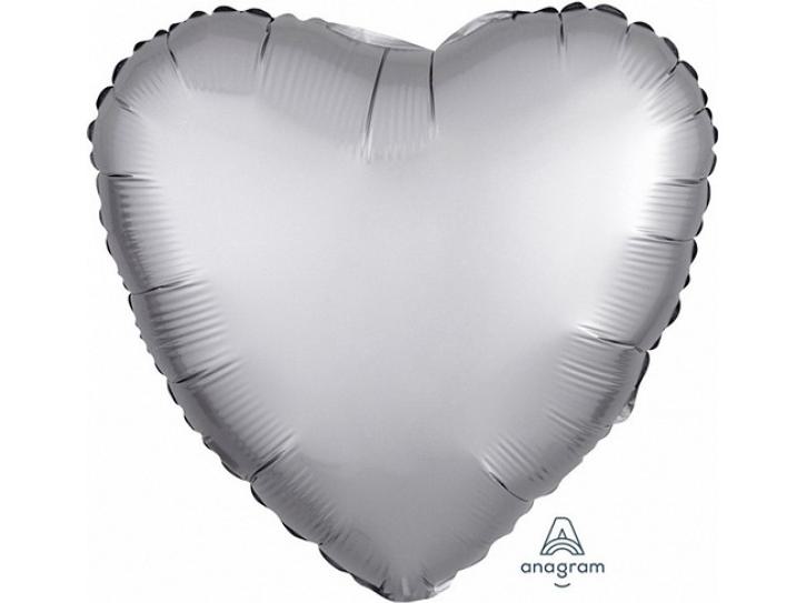 Folienballon Herz silber matt 45cm