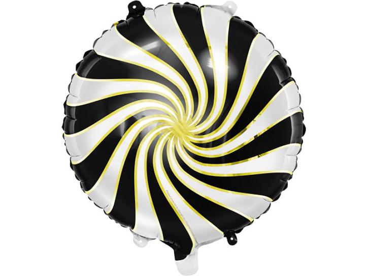 Folienballon Candy Swirl schwarz/gold/weiß