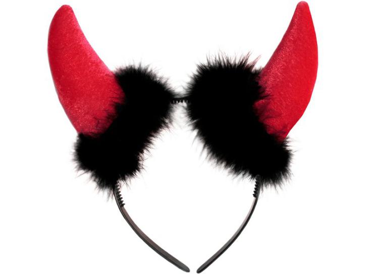 Haarreif Teufel Plüsch rot