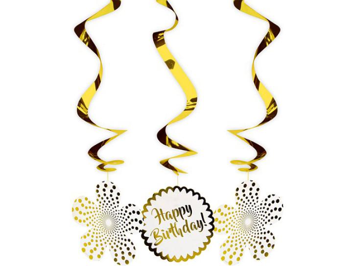 Dekospiralen Happy Birthday gold 3 Stk.