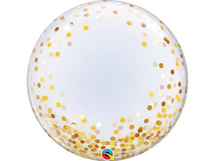 Ballon Bubble transparent 24 Gold Confetti