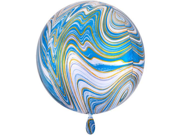 Folienballon Orbz blau gold Marblez 16