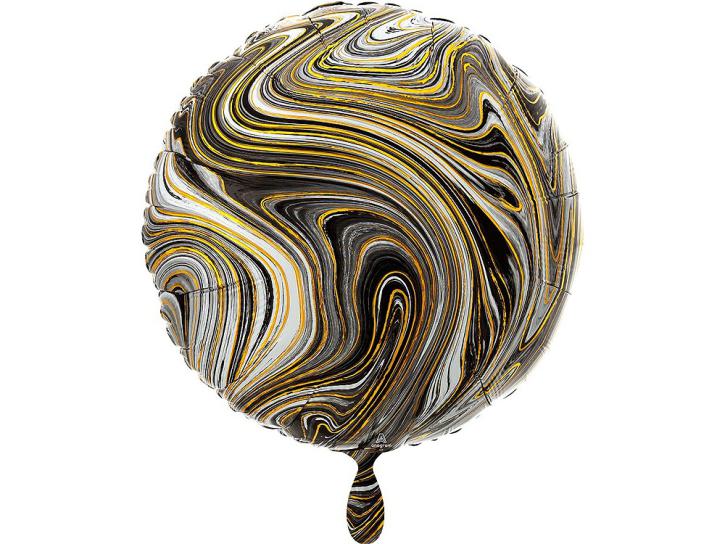 Folienballon rund Marbles schwarz