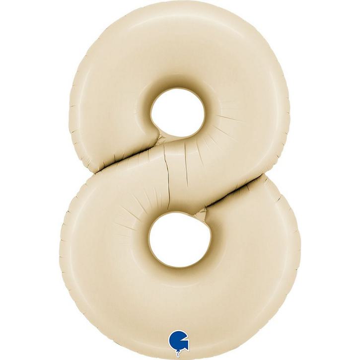 Folienballon Zahl 8 Satin Cream