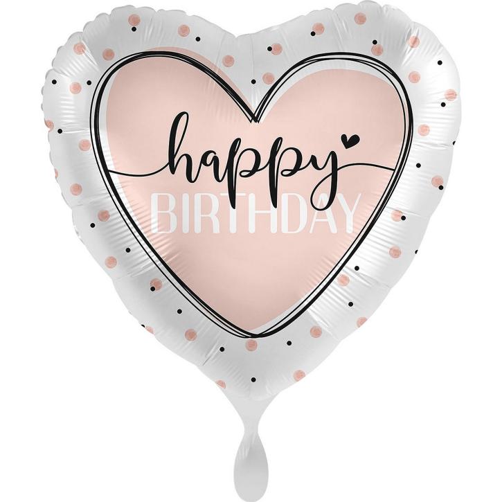 Folienballon Glossy Heart Birthday 45 cm