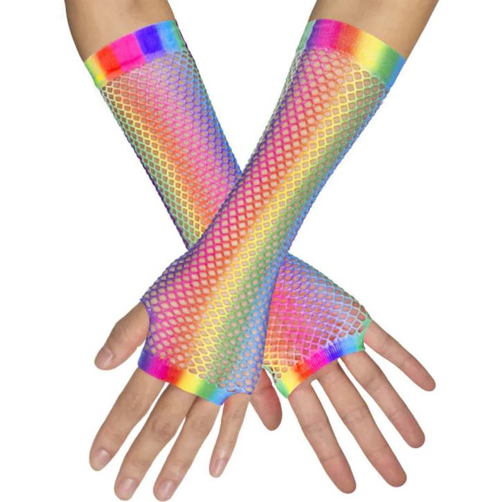 Handschuhe Regenbogen Netz